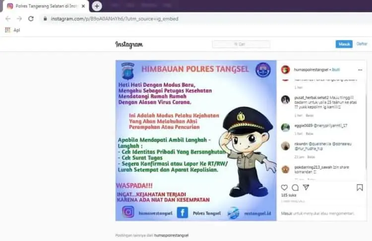 Warga Diimbau Waspada Modus Kejahatan Lewat Isu Corona