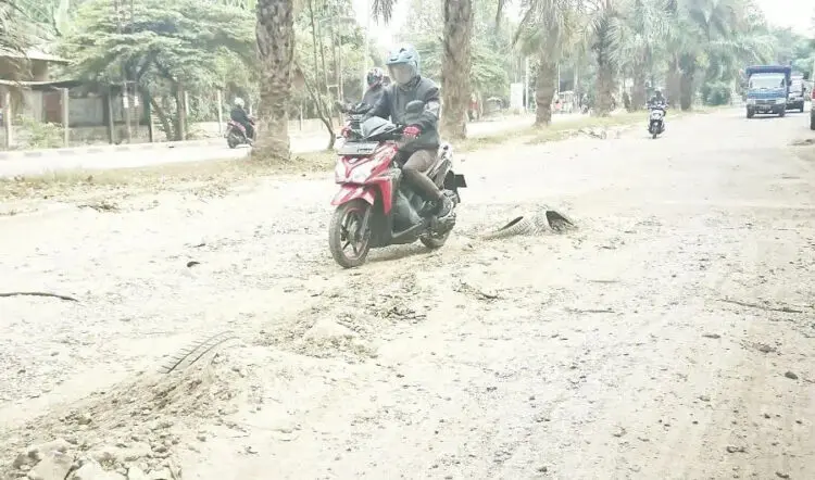 RUSAK: Kondisi jalan Juanda, Batuceper nampak rusak. Pemkot Tangerang diminta melakukan perbaikan. (IRFAN/SATELIT NEWS)