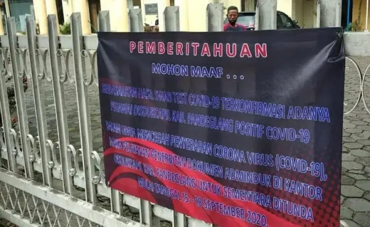Ada Pegawai Positif Covid-19, Disdukcapil Pandeglang Tutup Pelayanan