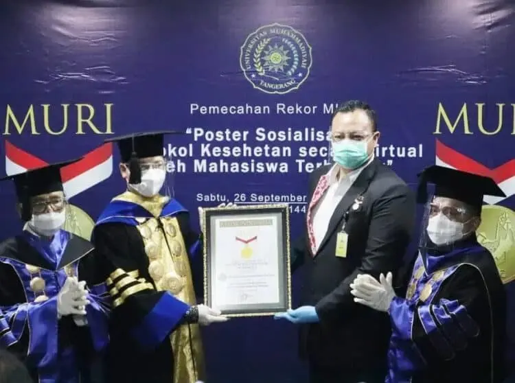 Sosialisasi Protokol Kesehatan Terbanyak, UMT Sabet Rekor MURI