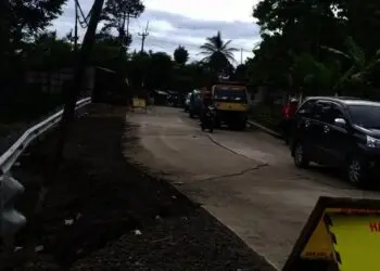 Belum Lama Diperbaiki, Jalan Rangkasbitung-Jambu Amblas Lagi