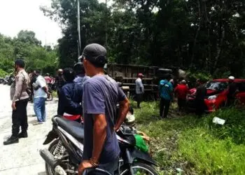 Tak Kuat Nanjak, Mobil Boks Hantam Minibus