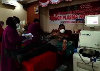 Delapan Personel Polrestro Tangerang Donor Plasma Darah