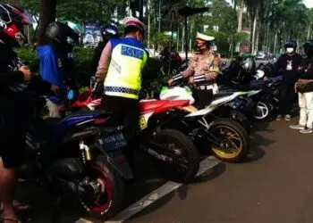 Puluhan Motor Berknalpot Bising di Kota Tangsel Ditilang Polisi