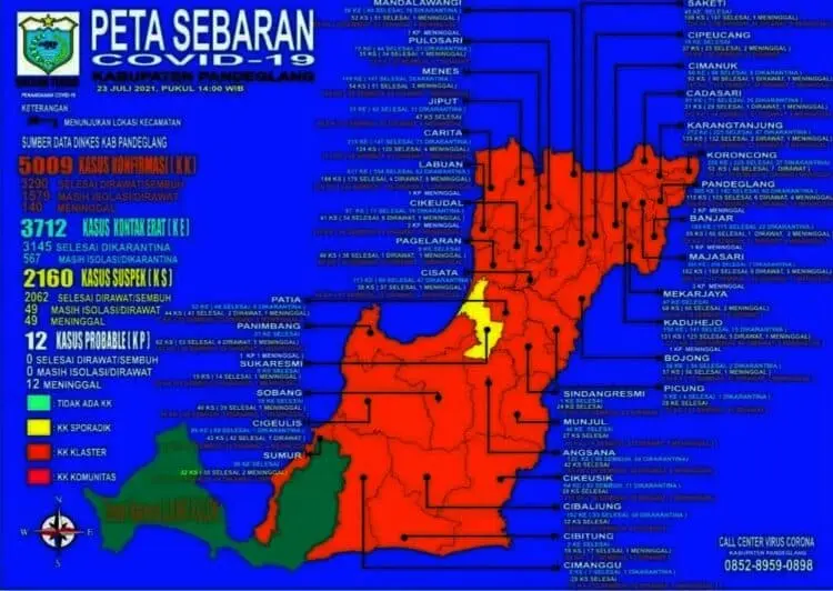 34 Kecamatan di Pandeglang Masuk Zona Oranye