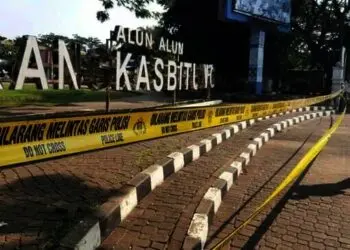 Ditutup Sementara, Alun-alun Rangkasbitung Lebak Dipasangi Police Line