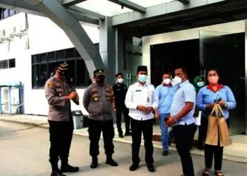 SIDAK–Forum Komunikasi Pimpinan Daerah (Forkopimda) dan Satuan Tugas (Satgas) Covid-19, inspeksi mendadak (sidak) ke  PT. Lung Cheong Brothers Industri (LCBI), di Jalan Raya Jakarta, Kecamatan Kragilan, Kabupaten Serang, Rabu (7/7/2021). (ISTIMEWA)