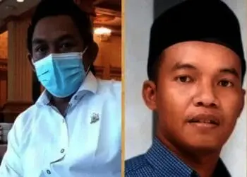 Sekretaris IKA PMII Pandeglang, Oji Fahruroji (kemeja putih) dan Ketua Lakpesdam PCNU Pandeglang, Zaenal Abidin. (ISTIMEWA)