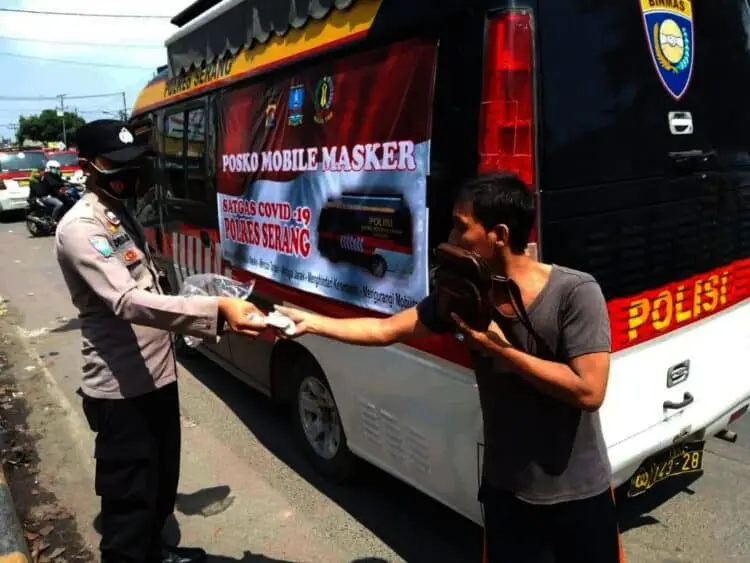 Polres Serang Kerahkan Posko Mobil Masker Disejumlah Titik