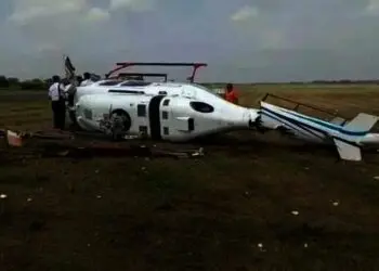 Sedang Latihan, Helikopter Terjatuh dan Terguling di Landasan Bandara Budiarto Curug