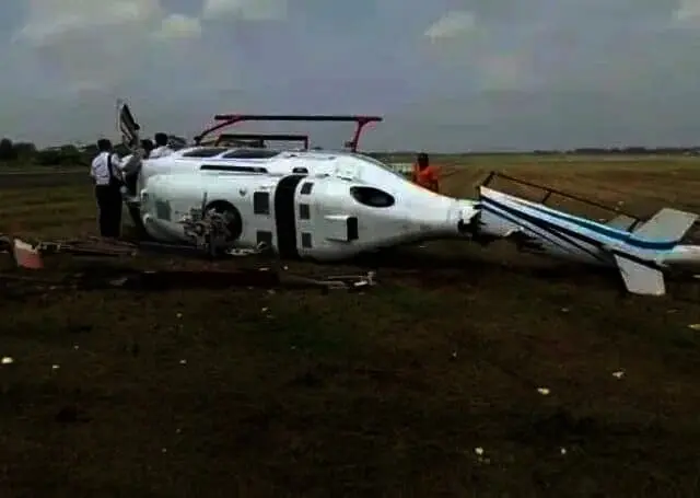 Sedang Latihan, Helikopter Terjatuh dan Terguling di Landasan Bandara Budiarto Curug