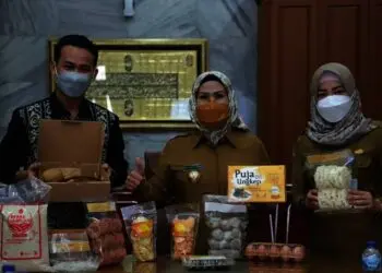Bupati Serang Ratu Tatu Chasanah, menekankan kebangkitan Usaha Mikro Kecil Menengah (UMKM) di tengah pandemi Covid-19. Salah satu komunitas yang digandeng adalah, Graha Kreatif, asal Kecamatan Jawilan, Kabupaten Serang, Senin (11/10/2021). (ISTIMEWA)