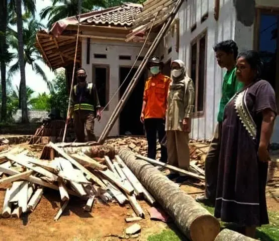 Tertimpa Pohon Kelapa, Rumah di Cihara Lebak Rusak Berat