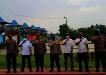 Sejumlah Daerah Rawan Banjir, Kapolres Serang dan Jajaran Monitor Debit Air Bendung Pamarayan