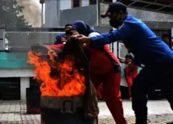 PMI dan BPBD Kota Tangerang Gelar Simulasi Penanggulangan Kebakaran