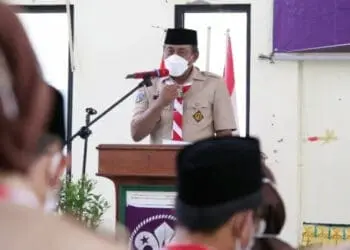 Wakil Bupati Serang, Pandji Tirtayasa, saat sambutan di kegiatan pramuka, belum lama ini. (ISTIMEWA)