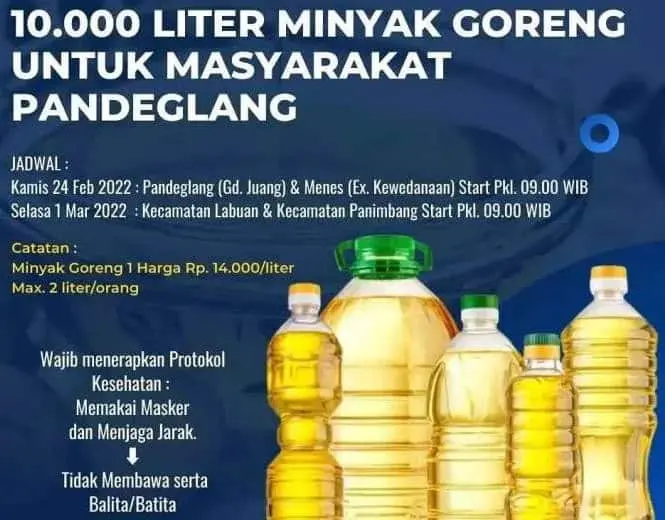 Wow! Pemkab Pandeglang Gelar OP Minyak Goreng Murah, Catat Tempat dan Waktunya