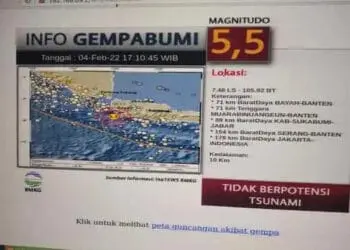 Gempa Magnitudo 5,5 Guncang Lebak, Warga Keluar Rumah Berhamburan