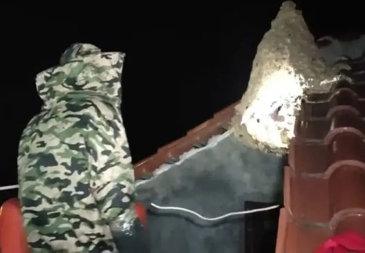 Begini Trik Petugas BPBDPK Pandeglang Saat Mengevakuasi Sarang Lebah Diatas Atap Rumah