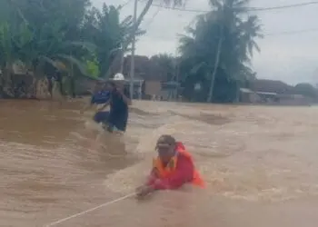 Situasi banjir di Kabupaten Serang, Selasa (1/3/2022) lalu. (ISTIMEWA)
