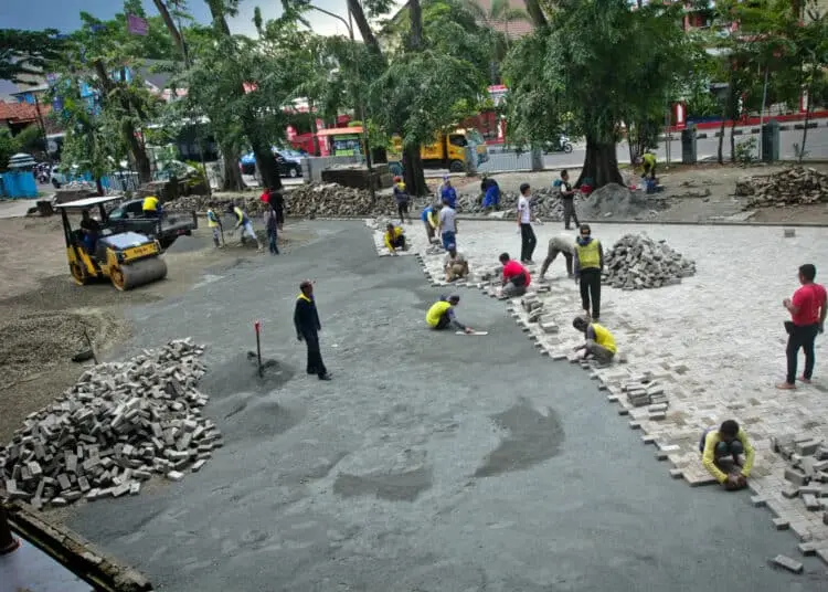 Foto Perbaikan GOR Dimyati Tangerang Usai Tergenang Banjir