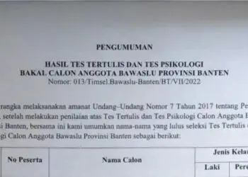 Formulir Bakal Calon Bawaslu Banten. (ISTIMEWA)