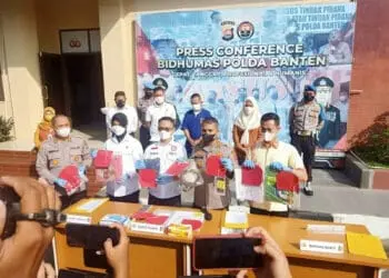 Bidhumas Polda Banten ekspos kasus. (ISTIMEWA)