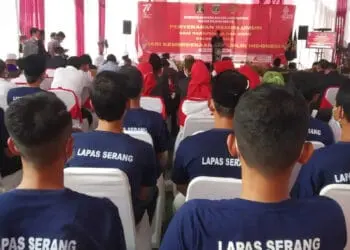 Ribuan warga binaan di Banten, dapat remisi HUT Kemerdekaan RI, Rabu (17/8/2022). (LUTHFI/SATELITNEWS.ID)
