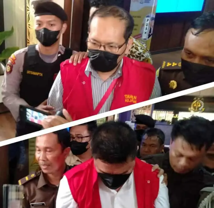 Dua tersangka dugaan korupsi Bank Banten, SDJ (atas) dan RS (bawah). (HERMAN SAPUTRA/SATELITNEWS.ID)