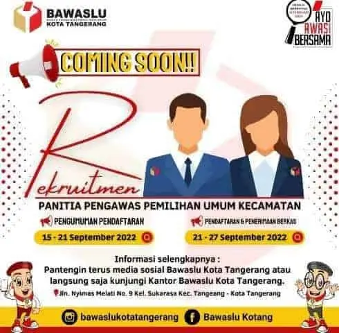 Bawaslu Kota Tangerang Bersiap Rekrut Panwascam, Ini Syarat dan Tahapannya