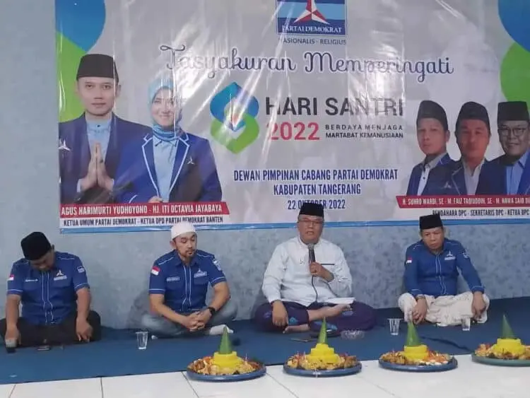 Gelar Tasyakuran Hari Santri, Pengurus Demokrat Kabupaten Tangerang Berseragam Sarung dan Peci