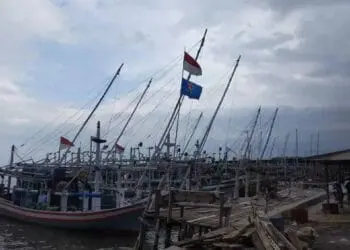 Kapal nelayan sandar, tak melaut. (ISTIMEWA)