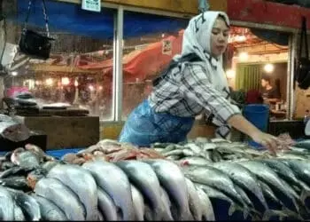 PENJUAL IKAN: Salah seorang penjual ikan bandeng di Lebak. DOK