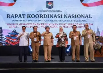 RAKORNAS–Acara Rapat Kerja Nasional (Rakornas) Pemerintah Daerah (Pemda) dan Forum Kerukunan Umat Beragama (FKUB) di Novotel Hotel, Kota Tangerang, Selasa (28/2/2023). (ISTIMEWA)