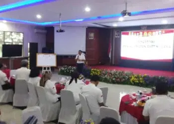 PJ Gubernur Banten Al Muktabar, sambutan di acara Penyelamatan Aset Daerah, Rabu (15/3/2023). (ISTIMEWA)