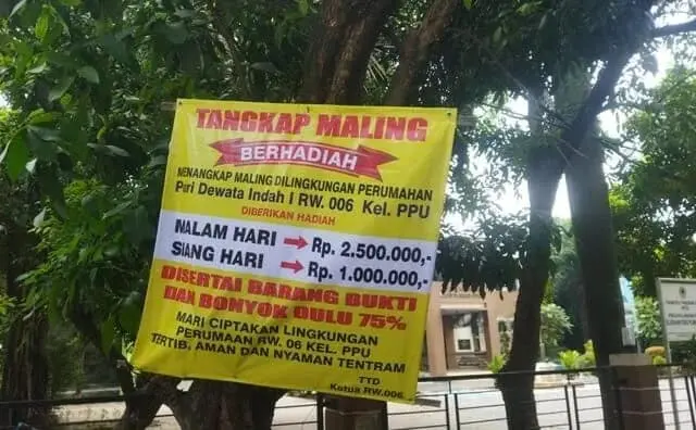 Warga Poris Tangerang Buat Sayembara Tangkap Maling Berhadiah Jutaan Rupiah