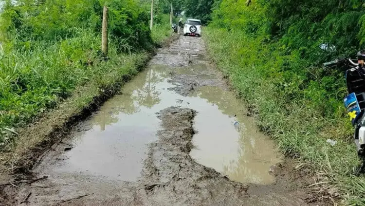 Ruas Jalan Desa Laban Kabupaten Serang Rusak Parah