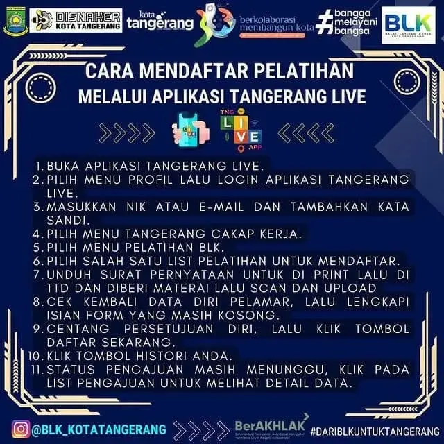 Buruan Daftar! BLK Kota Tangerang Buka Pendaftaran Dua Kelas Pelatihan
