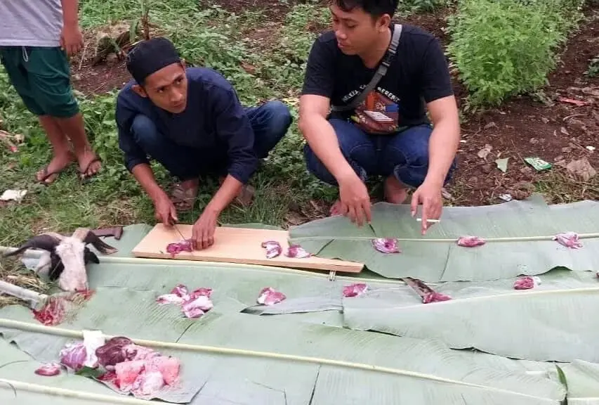 PWI Pandeglang Bagikan Ratusan Kantung Daging Kurban Kepada Masyarakat