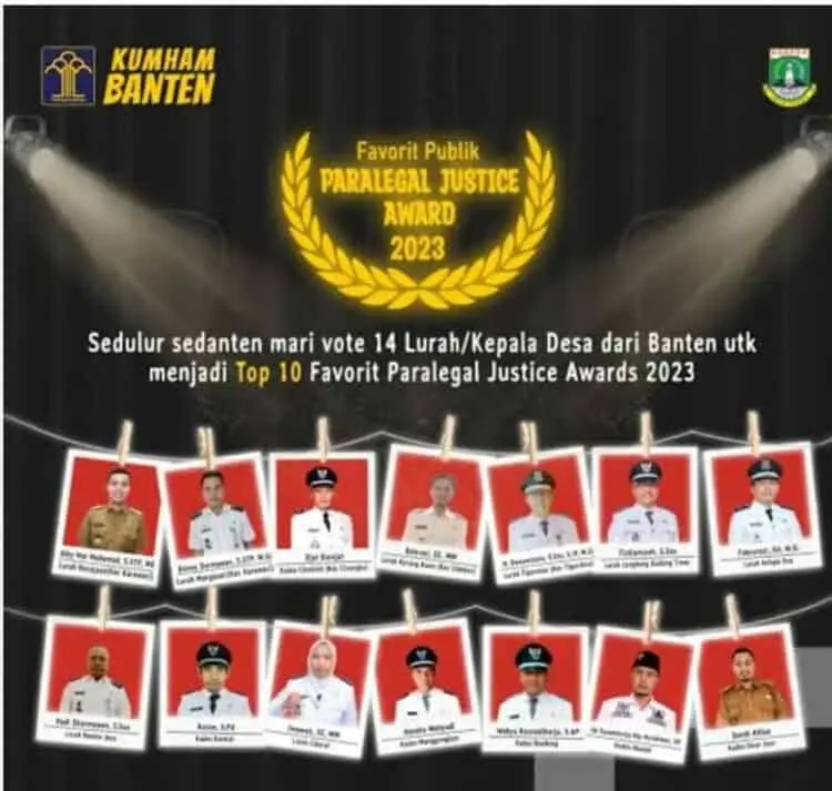 Tiga Lurah di Kota Tangerang Terima Penghargaan Paralegal Justice Award