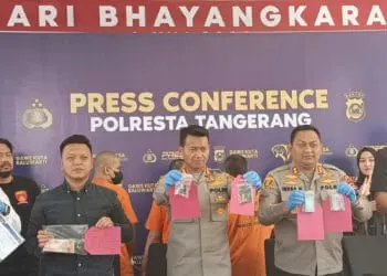 Empat sindikat pengganjal ATM antar kota antar provinsi, dibekuk jajaran personel Polresta Tangerang. (ISTIMEWA)