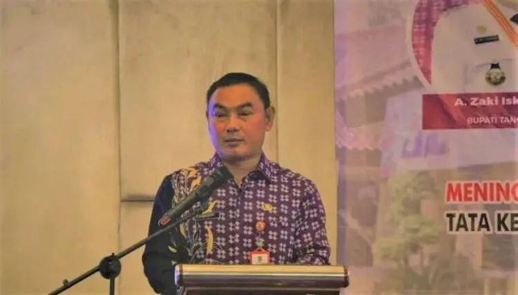 GELAR PENGAWASAN: Wakil Bupati Tangerang, Mad Romli saat membuka acara Gelar Pengawasan Daerah Tingkat Kabupaten Tangerang tahun 2023 di Hotel Shappire Sky, BSD City, Kecamatan Pagedangan, Kamis (6/7). (ISTIMEWA)