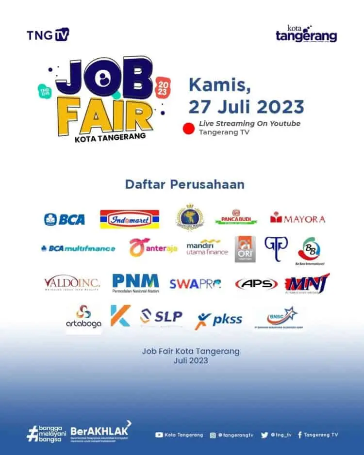 Bursa Kerja Daring Kota Tangerang Bakal Digelar 27 Juli 2023