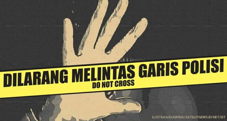 ILUSTRASI garis polisi tempat kejadian perkara tindak pidana peristiwa tenggelam. (WEDA/SATELIT NEWS)