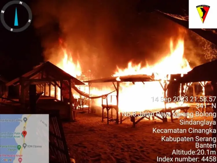 7 Warung di Pantai Florida Kabupaten Serang Terbakar, Kerugian Ditaksir Rp100 Juta