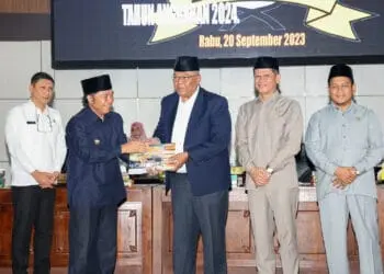 RAPAT PARIPURNA - Rapat paripurna jawaban atas pandangan umum fraksi-fraksi, terhadap nota pengantar Raperda perubahan APBD 2023, Rabu (20/9/2023). (ISTIMEWA)