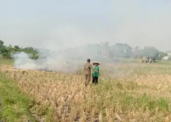 Trantib Kecamatan Benda Sambangi Masyarakat Belendung yang Bakar Jerami