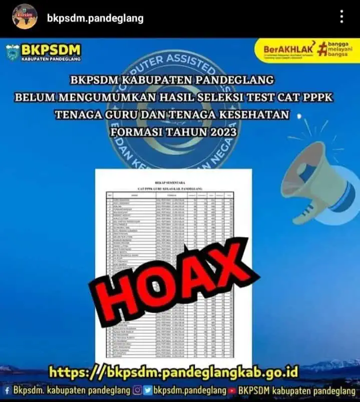 Geger Pengumuman Hasil P3K Pandeglang, BKPSDM Sebut Berita Itu Hoax