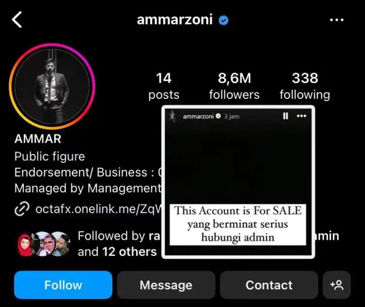 Buka Harga Rp 2 Miliar, Ammar Zoni Jual Akun Instagram Pribadinya
