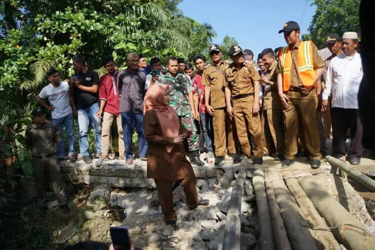 Bupati Pandeglang Irna Narulita, tinjau proses pembangunan infrastruktur jalan. (DOKUMEN/SATELITNEWS.COM)